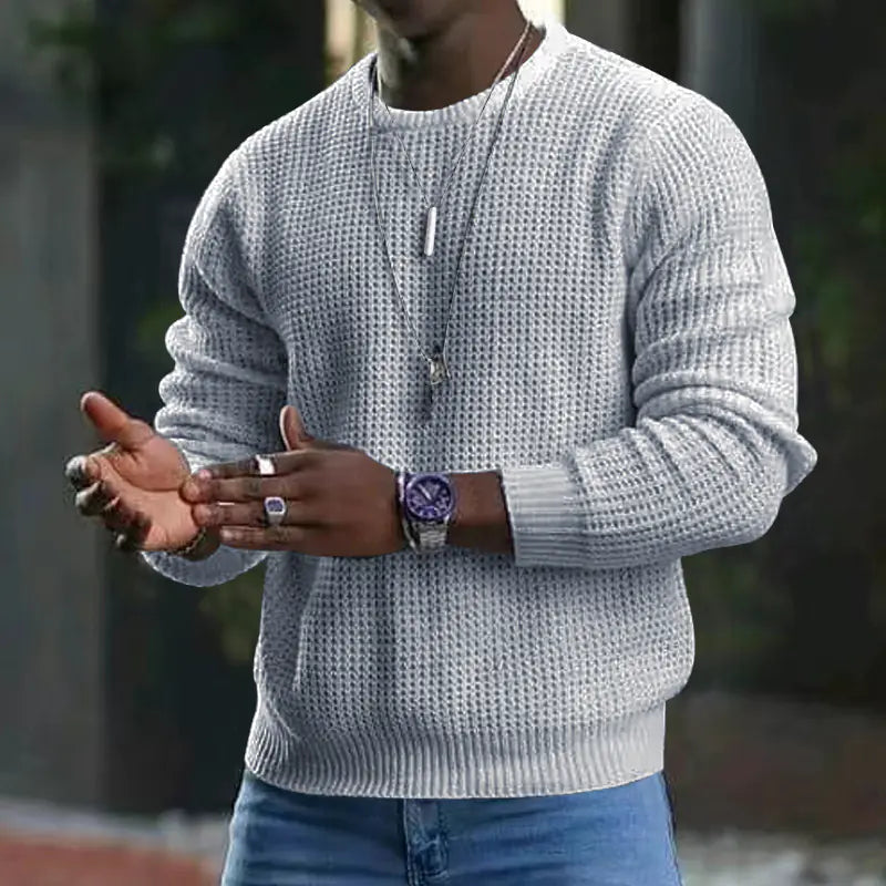 Men's Color Block Waffle Knit Long Sleeve T-Shirt