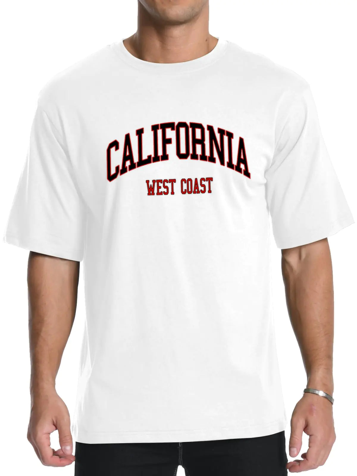 Aiyino Mens Graphic Tees Short Sleeve California Letter Print Crewneck Casual Regular T-Shirt for Men