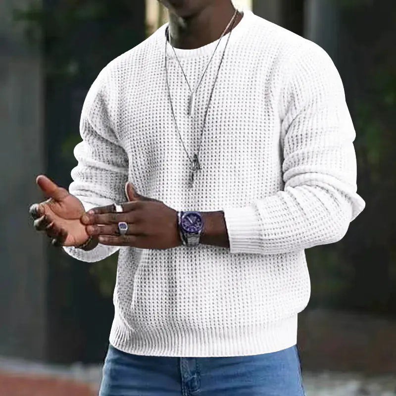 Men's Color Block Waffle Knit Long Sleeve T-Shirt