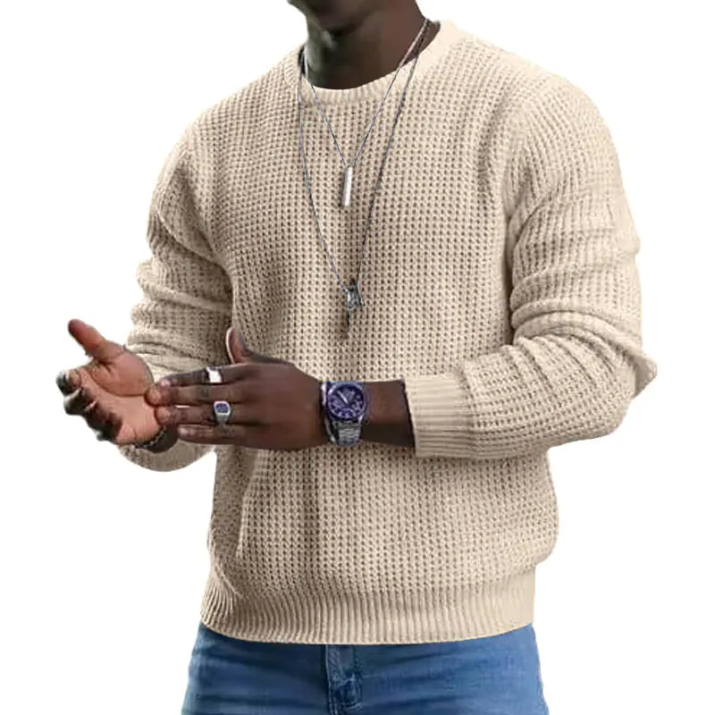 Men's Color Block Waffle Knit Long Sleeve T-Shirt