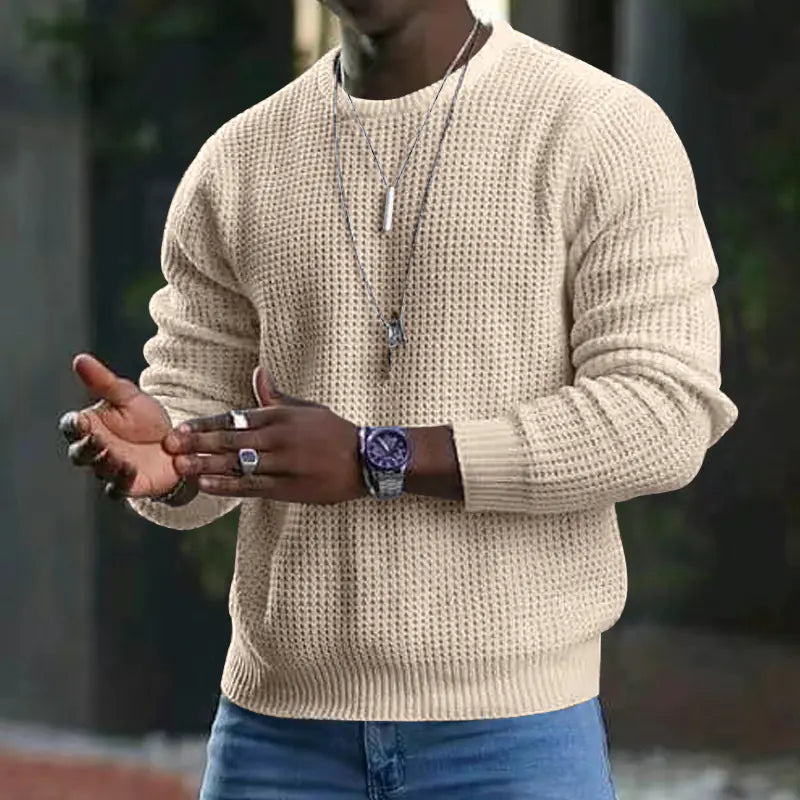 Men's Color Block Waffle Knit Long Sleeve T-Shirt