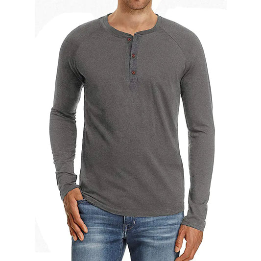 Plus Size Men's Solid Color Raglan Long Sleeve T-Shirt