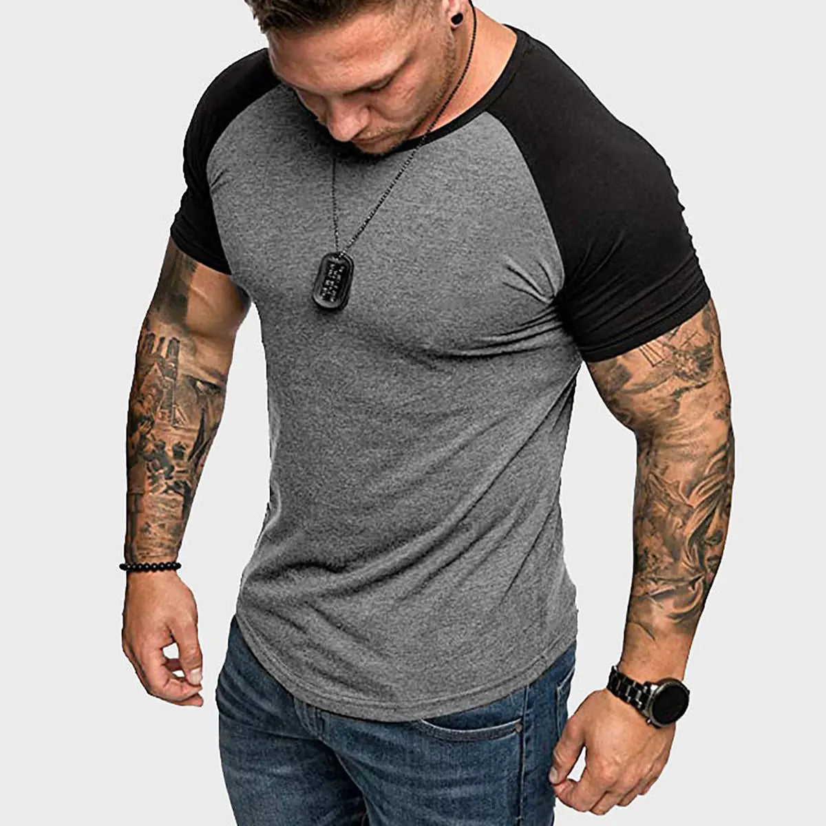 Men's Heavyweight Color Block Short Sleeve T-Shirt