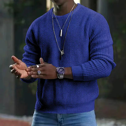 Men's Color Block Waffle Knit Long Sleeve T-Shirt